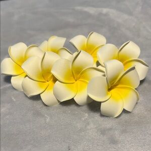 Plumeria flower yellow and Cream  Hair Clip